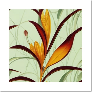 Art Deco Flowering Vines and Birds of Paradise Posters and Art